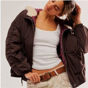 Free People Lilian Bomber Jacket in Hot Fudge size Medium NWT